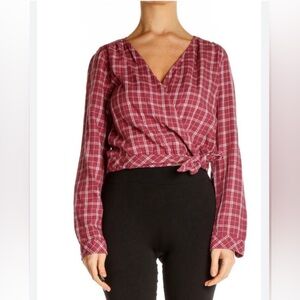 Abercrombie plaid cross front shirt- Medium